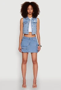 Womens Haute Monde Denim Utility Mini Skirt, Blue,
