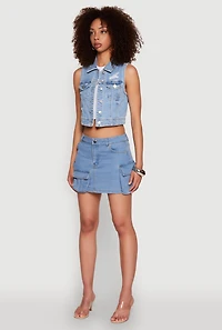Womens Haute Monde Denim Utility Mini Skirt, Blue,