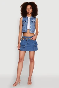 Womens Haute Monde Denim Utility Mini Skirt, Blue,