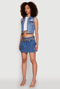 Womens Haute Monde Denim Utility Mini Skirt, Blue,