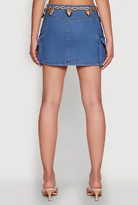 Womens Haute Monde Denim Utility Mini Skirt, Blue,