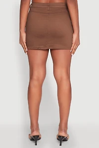 Womens WAX Twill Mini Cargo Skirt, Brown, Size M