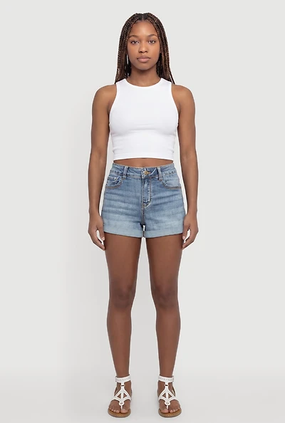 WAX Mineral Wash Whiskered Denim Shorts