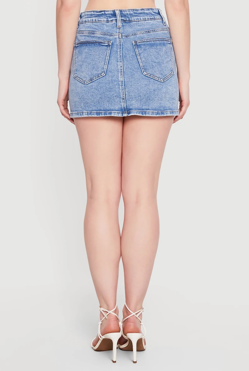 Destructed Denim Mini Skirt