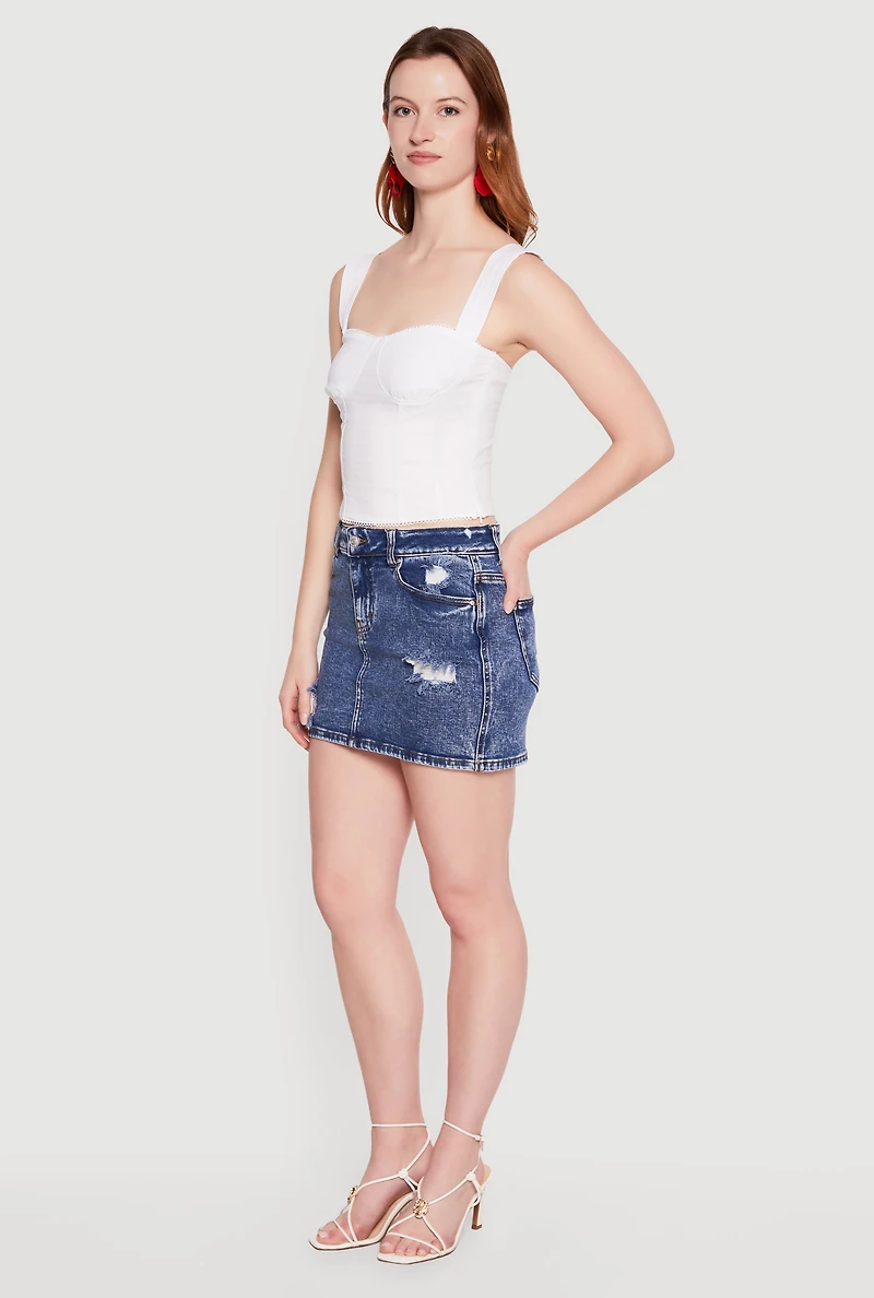 Destructed Denim Mini Skirt