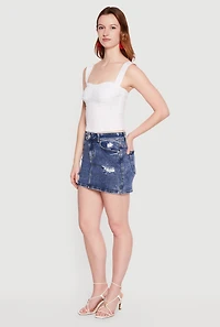 Destructed Denim Mini Skirt