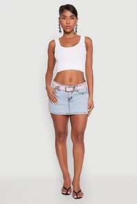Womens Almost Famous Belted Micro Mini Denim Skirt, Blue, Size XL