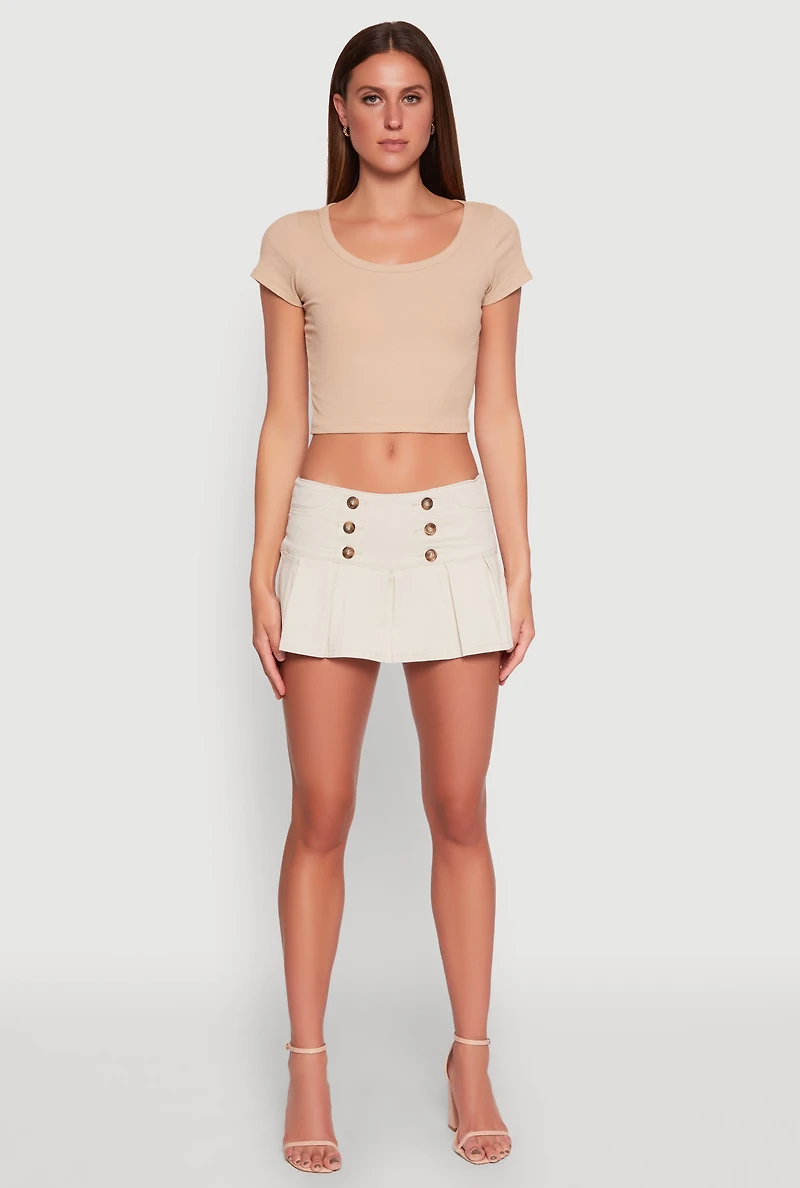 Womens Almost Famous Side Zip Pleated Sailor Skort, Khaki, Size L