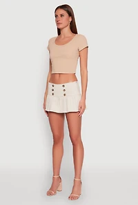 Womens Almost Famous Side Zip Pleated Sailor Skort, Khaki, Size L