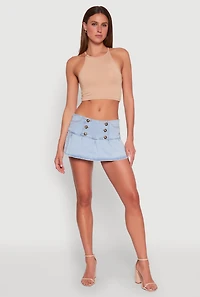 Womens Almost Famous Side Zip Pleated Sailor Skort, Blue, Size S