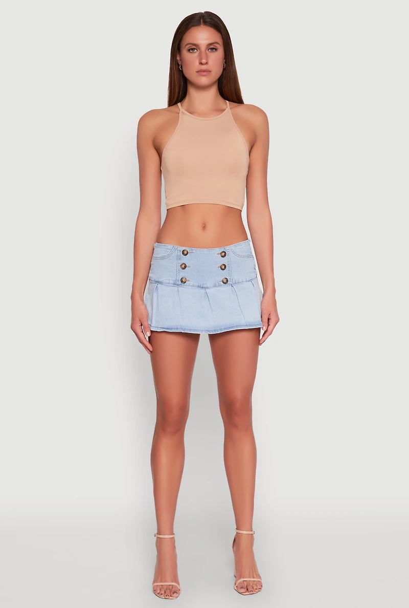 Womens Almost Famous Side Zip Pleated Sailor Skort, Blue, Size S