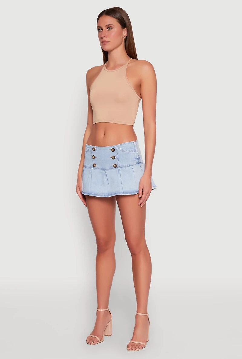 Womens Almost Famous Side Zip Pleated Sailor Skort, Blue, Size L