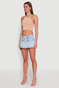 Womens Almost Famous Side Zip Pleated Sailor Skort, Blue, Size S