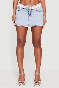 Almost Famous Belted Denim Mini Skirt