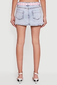 Womens Almost Famous Belted Denim Mini Skirt, Blue, Size M