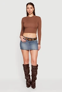 Mineral Wash Denim Mini Skirt with Belt