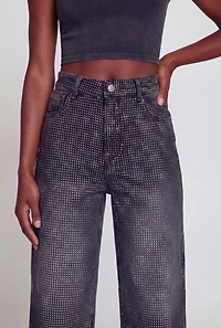 Rhinestone Studded Denim Bermuda Shorts