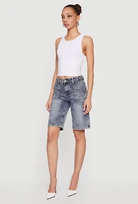 VIP Denim Bermuda Shorts with Strap Detail