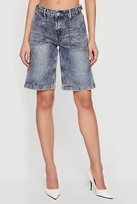 VIP Denim Bermuda Shorts with Strap Detail