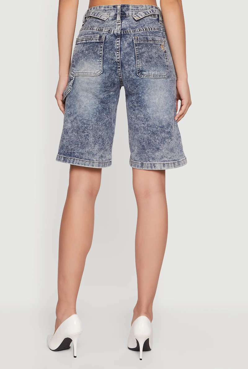 VIP Denim Bermuda Shorts with Strap Detail