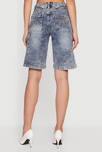 VIP Denim Bermuda Shorts with Strap Detail