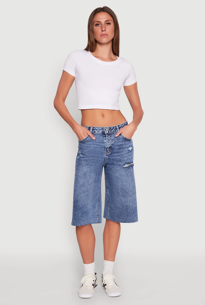 WAX Distressed Raw Hem Jorts