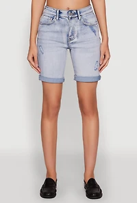 WAX Fixed Cuff Denim Bermuda Shorts