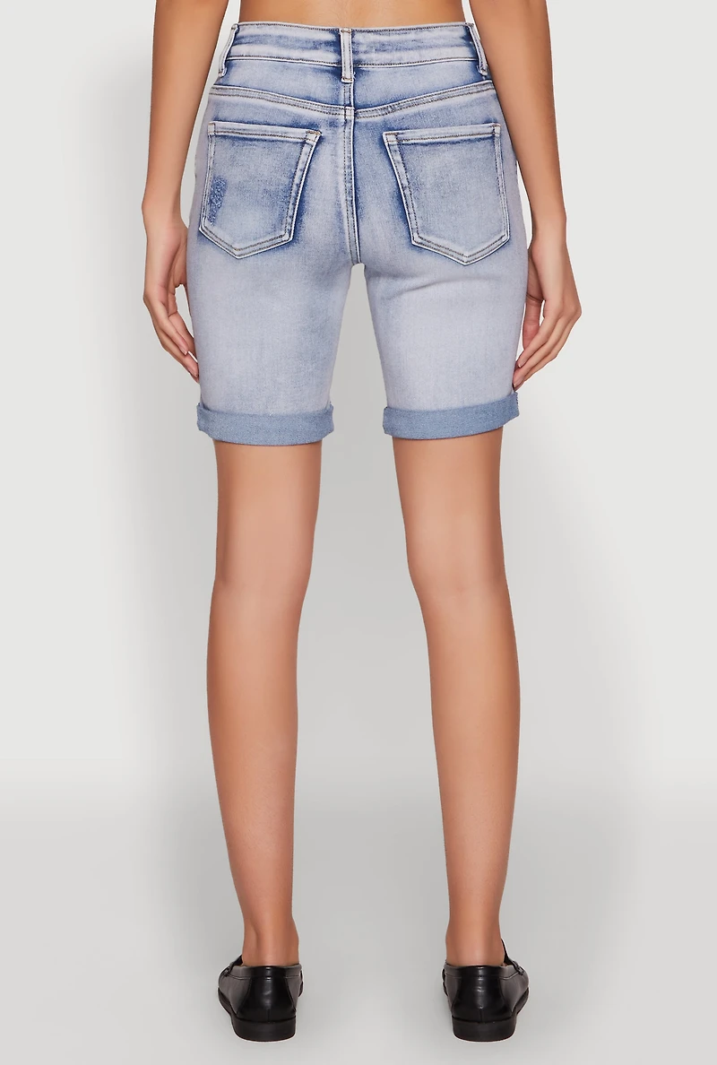 WAX Fixed Cuff Denim Bermuda Shorts