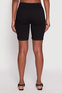 Womens WAX Fixed Cuff Bermuda Denim Shorts, M