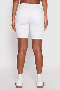 Womens WAX Fixed Cuff Bermuda Denim Shorts, White, Size M