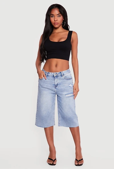 WAX Distressed Raw Hem Jorts