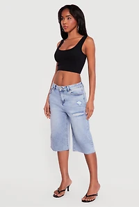 WAX Distressed Raw Hem Jorts