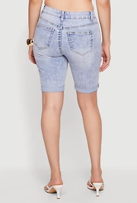 High Waisted Acid Wash Denim Bermuda Shorts