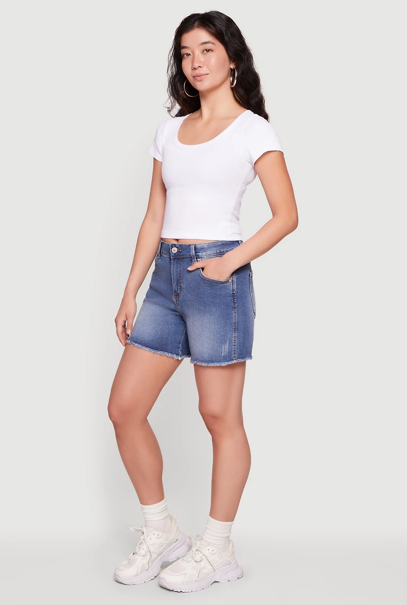 Frayed Hem Denim Shorts