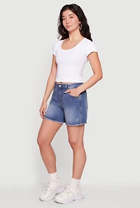 Frayed Hem Denim Shorts