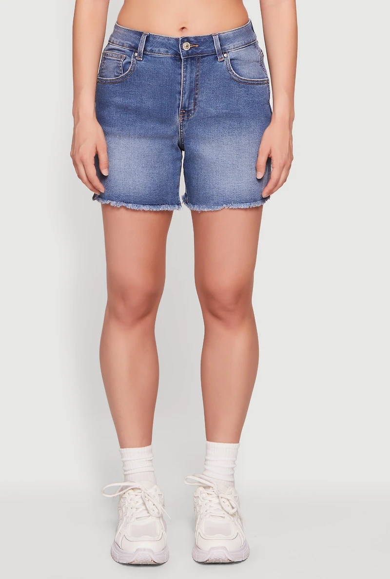 Frayed Hem Denim Shorts