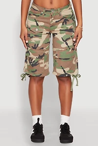 Womens Almost Famous Denim Camo Cargo Shorts, Multi,