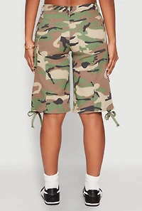 Womens Almost Famous Denim Camo Cargo Shorts, Green, Size 3