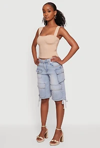 Tassel Detail Cargo Pocket Bermuda Shorts