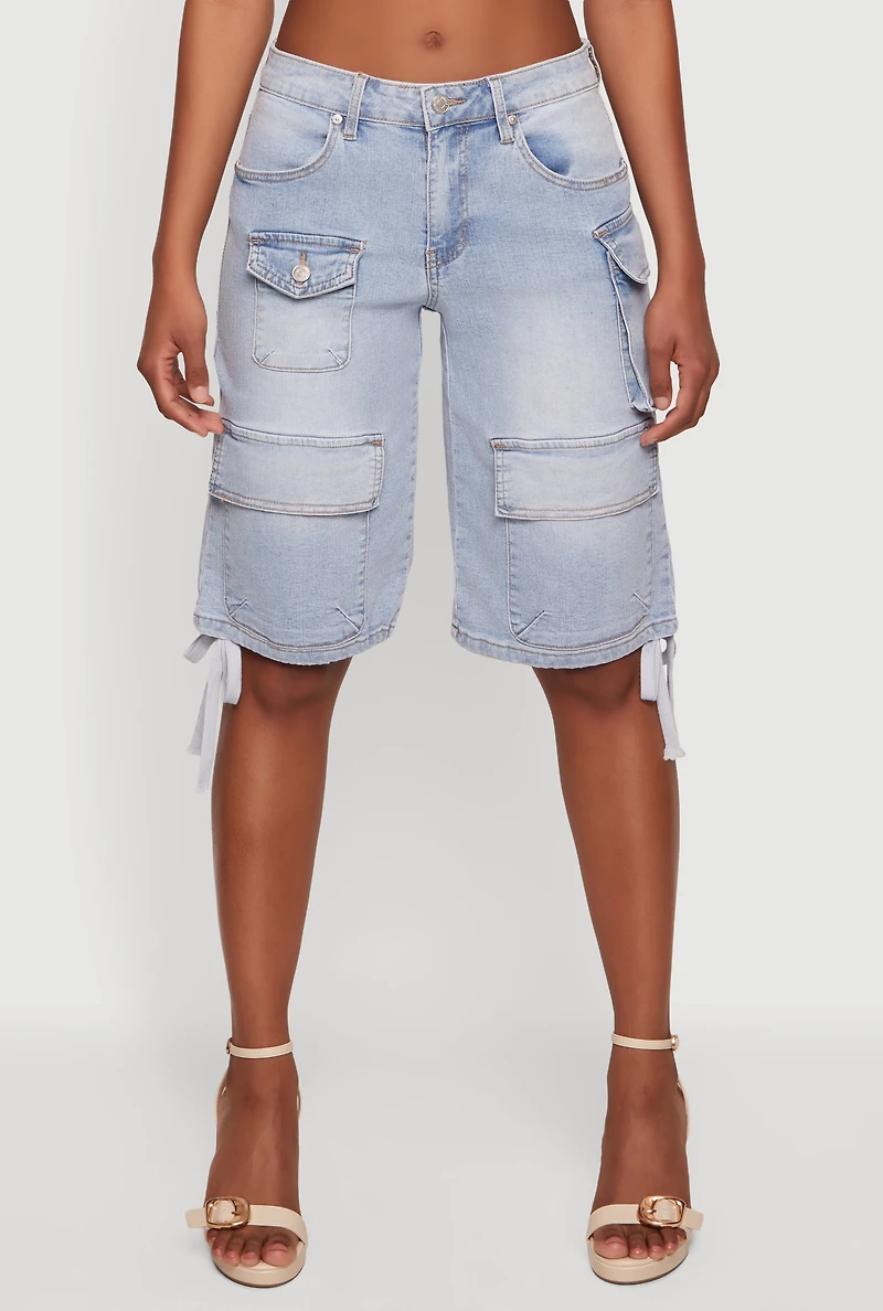 Tassel Detail Cargo Pocket Bermuda Shorts