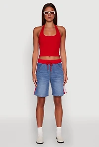 Almost Famous Varsity Stripe Side Waistband Jorts