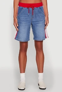 Almost Famous Varsity Stripe Side Waistband Jorts