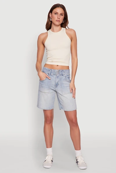 Womens Madden Girl Denim Bermuda Shorts, Blue, Size 0