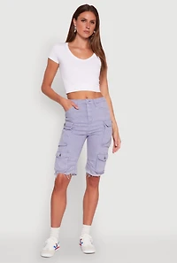 Womens Daisy Mineral Wash Cargo Bermuda Shorts,
