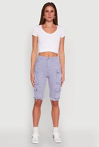 Womens Daisy Mineral Wash Cargo Bermuda Shorts,