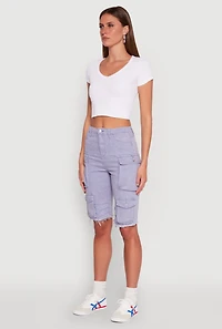 Womens Daisy Mineral Wash Cargo Bermuda Shorts,
