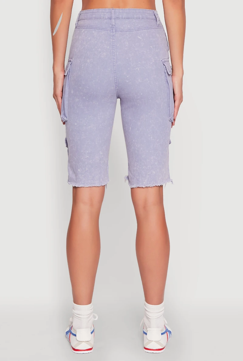 Womens Daisy Mineral Wash Cargo Bermuda Shorts,