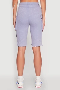 Womens Daisy Mineral Wash Cargo Bermuda Shorts,