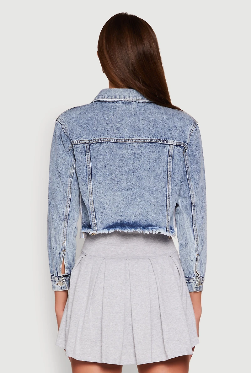 Womens Brooklyn Baseball Graphic Jean Jacket, Blue, Size L