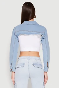 Womens Daisy Denim Frayed Bolero Jacket, Blue,